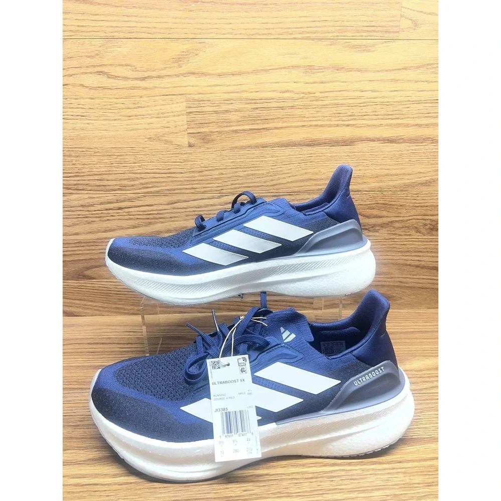 Adidas Ultraboost 5X Running Shoes White Navy Blue Men's Size 10. JI3385